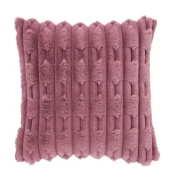 Carved Faux Fur Cushion Pink