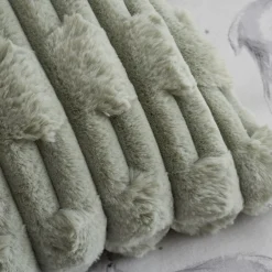 Carved Faux Fur Cushion Sage