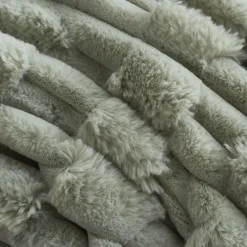 Carved Faux Fur Cushion Sage