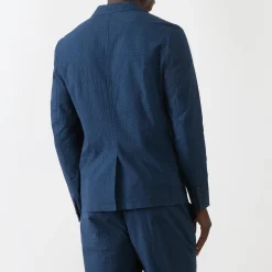Check Seersucker Single-Breasted Blazer