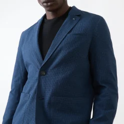 Check Seersucker Single-Breasted Blazer