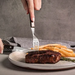 Churrasco Steak/Pizza Wooden Handle Eight-Piece Cutlery Set