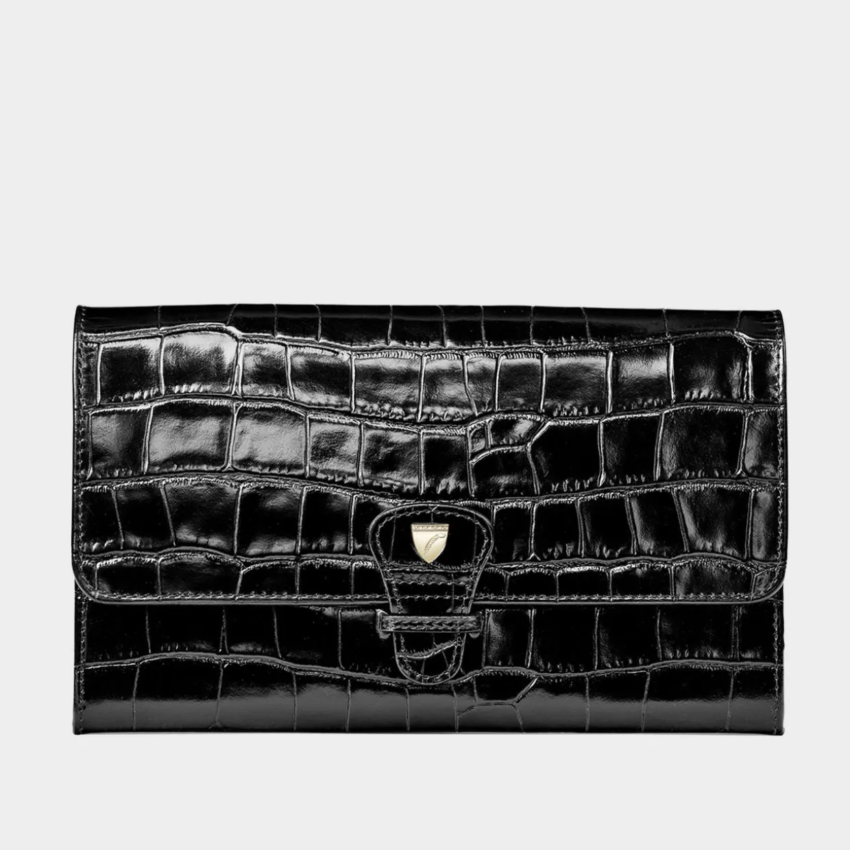 Classic Croc-Embossed Leather Travel Wallet