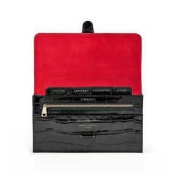 Classic Croc-Embossed Leather Travel Wallet