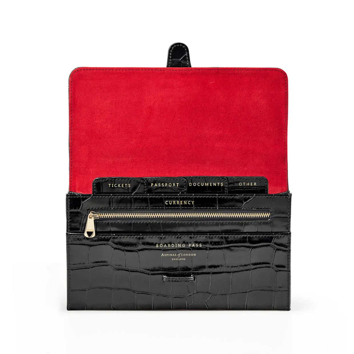 Classic Croc-Embossed Leather Travel Wallet