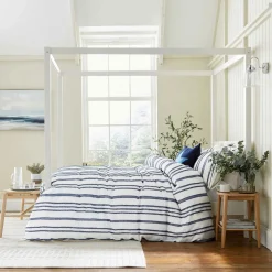 Clipped Duvet Set Navy