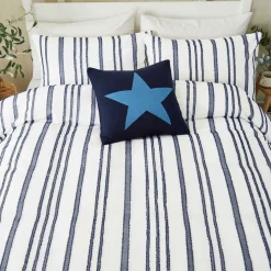 Clipped Duvet Set Navy