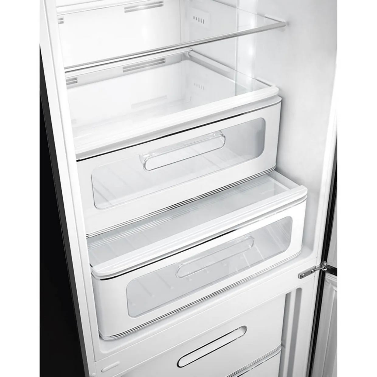 60cm 50s Style Right Hand Hinge Fridge Freezer Black