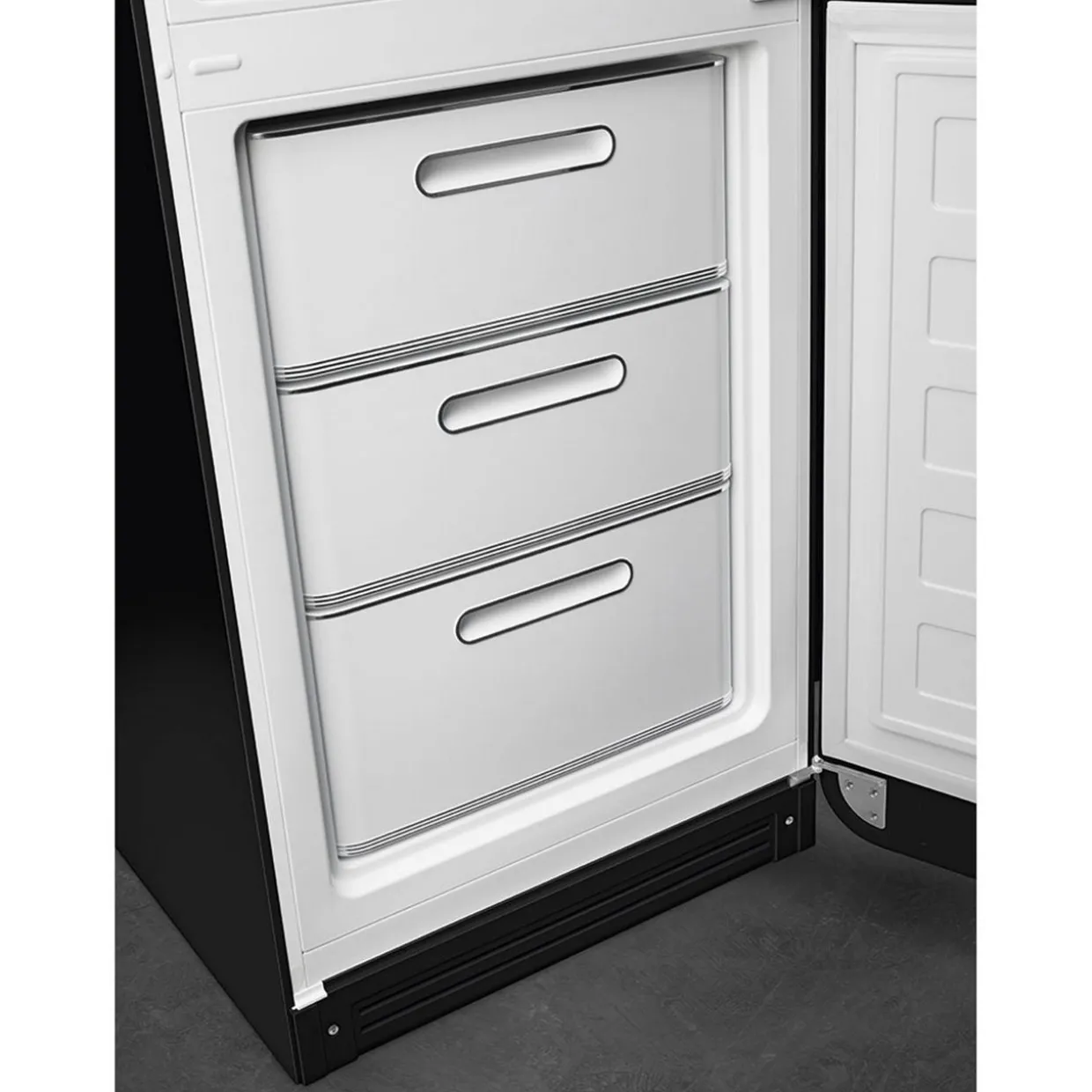 60cm 50s Style Right Hand Hinge Fridge Freezer Black