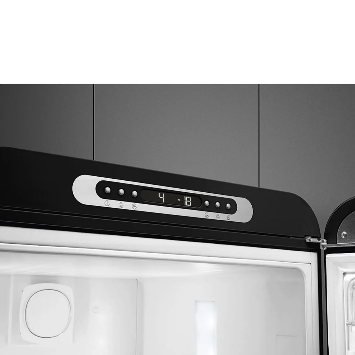 60cm 50s Style Right Hand Hinge Fridge Freezer Black