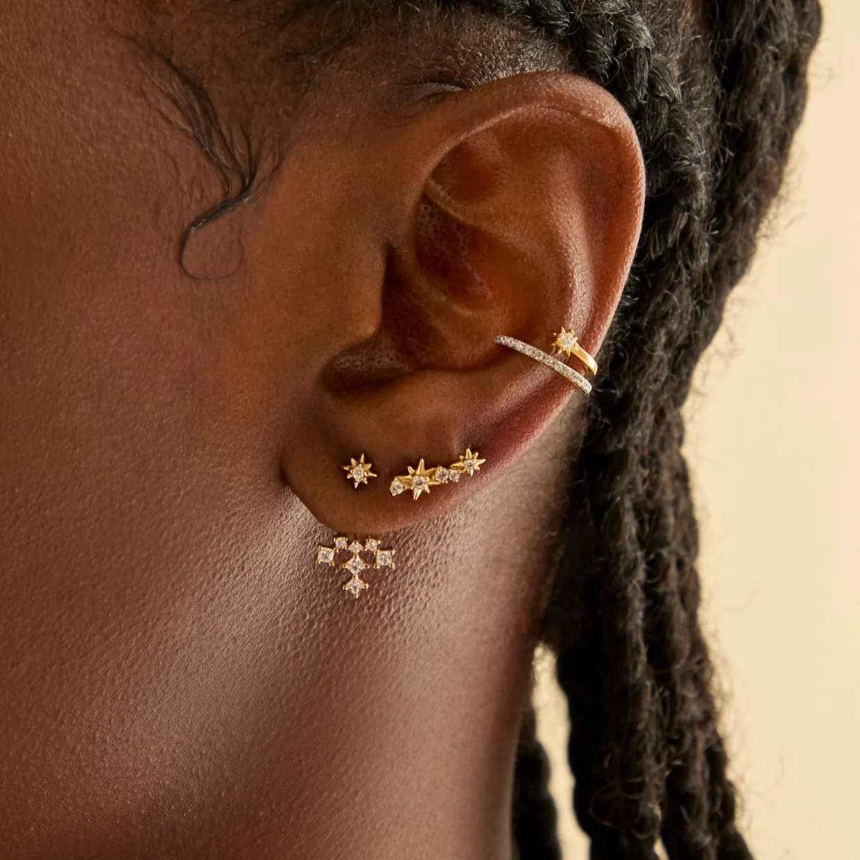 Cosmic Crystal Climber Stud Earrings