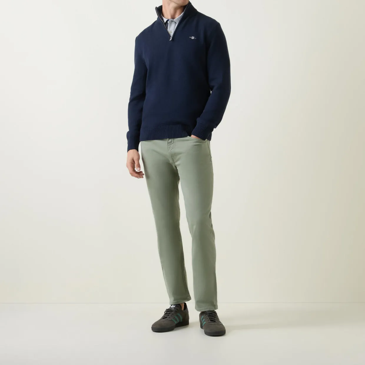 Cotton Casual Half-Zip Sweater