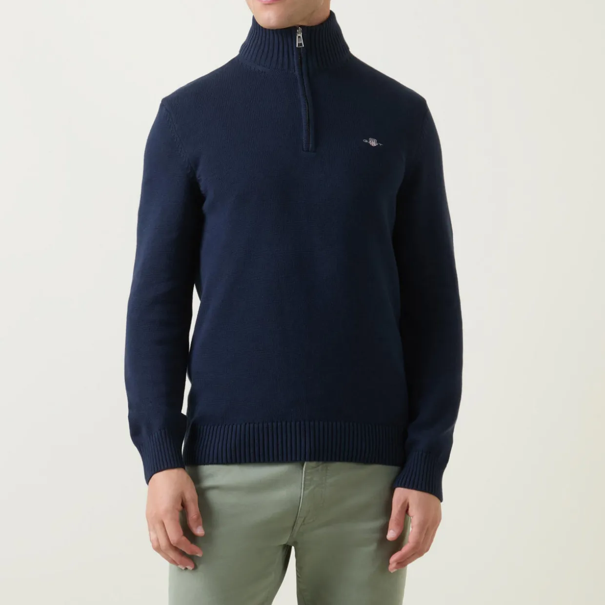 Cotton Casual Half-Zip Sweater