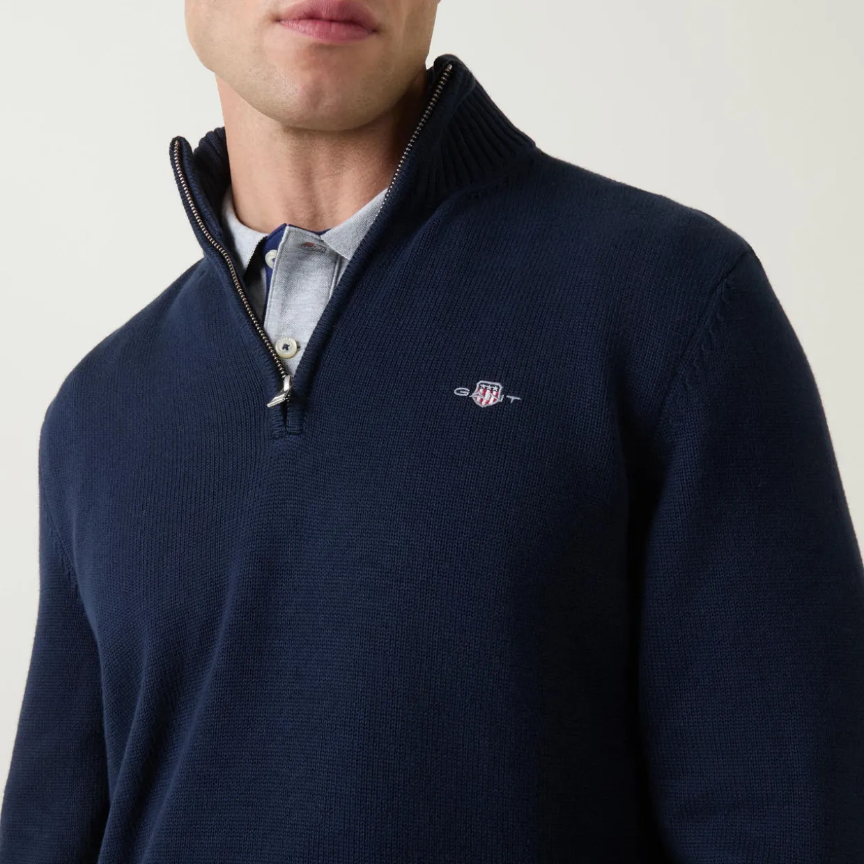 Cotton Casual Half-Zip Sweater
