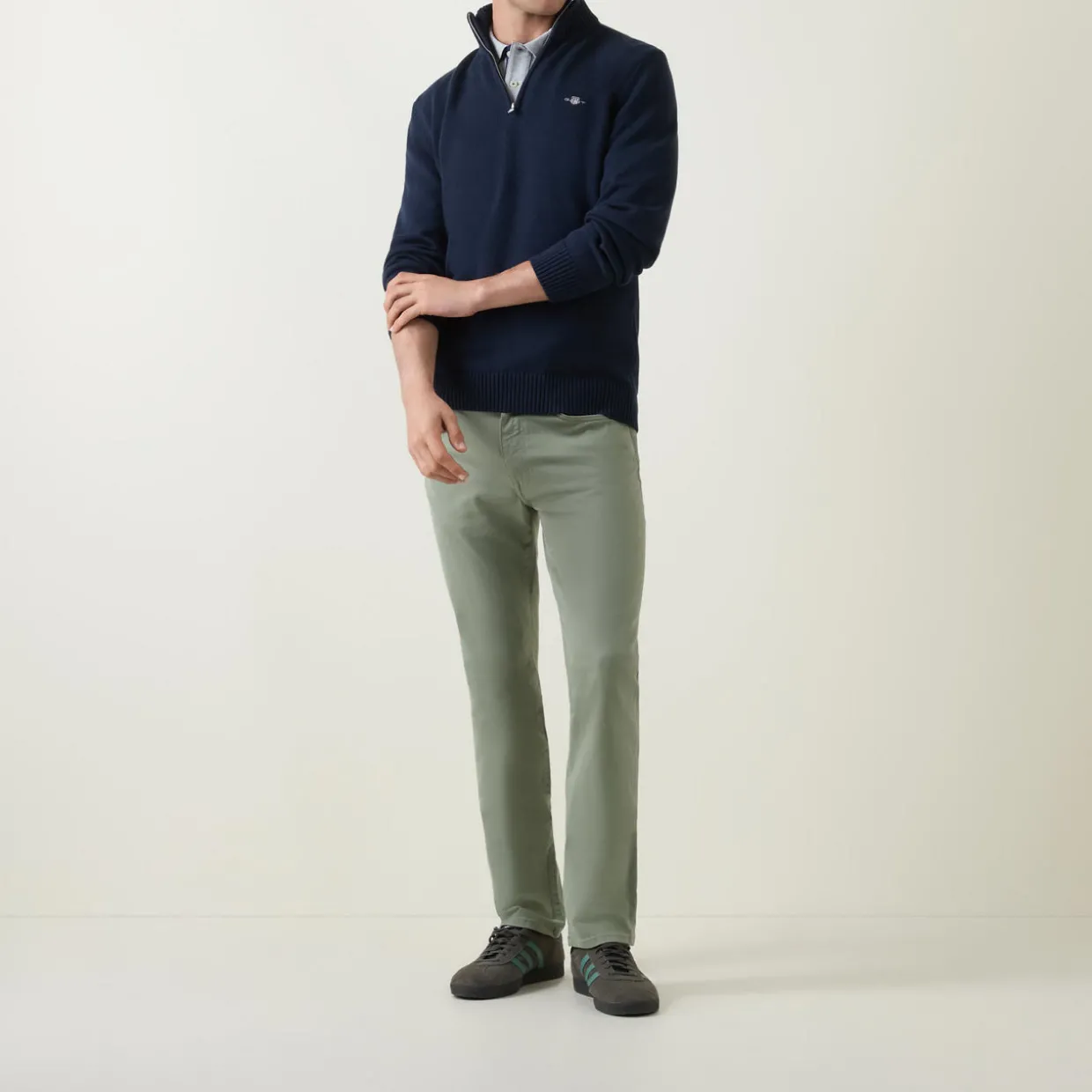 Cotton Casual Half-Zip Sweater