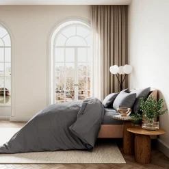 Cotton Sateen Fitted Sheet Charcoal