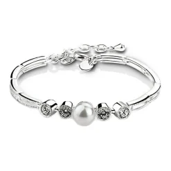 Cubic Zirconia & Faux Pearl Bracelet