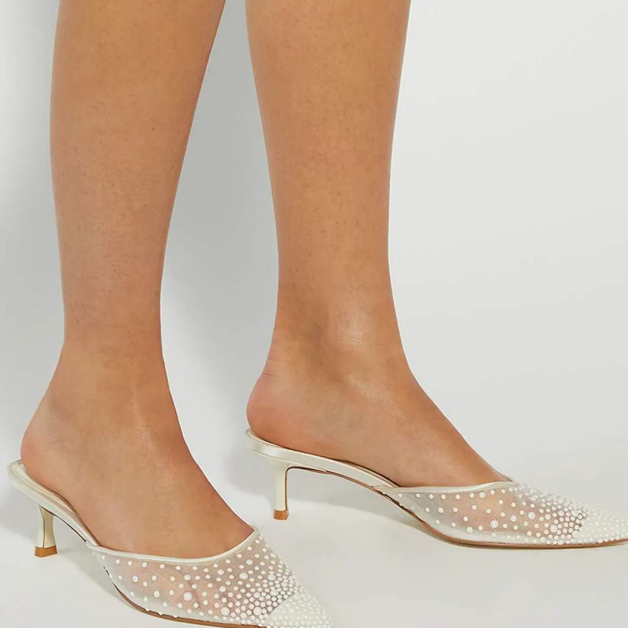 Cuddling Embellished Bridal Mules