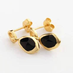 Dapple Black Onyx Stud Earrings