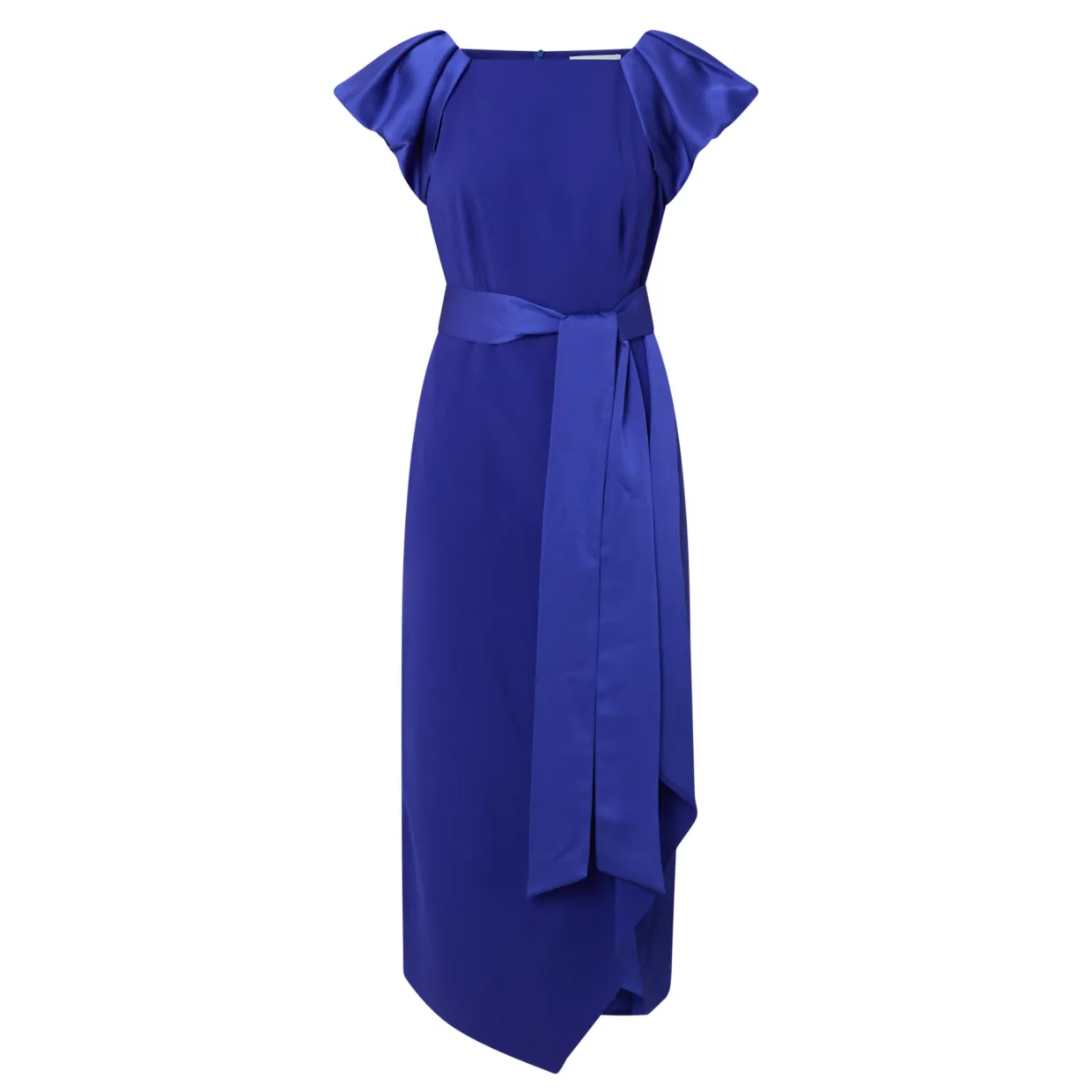 Della Puff-Sleeve Belted Asymmetric Dress