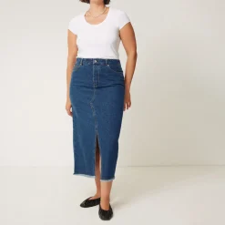 Denim Slit Skirt