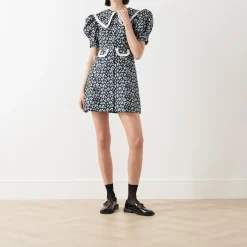 Ditsy Jacquard Mini Dress