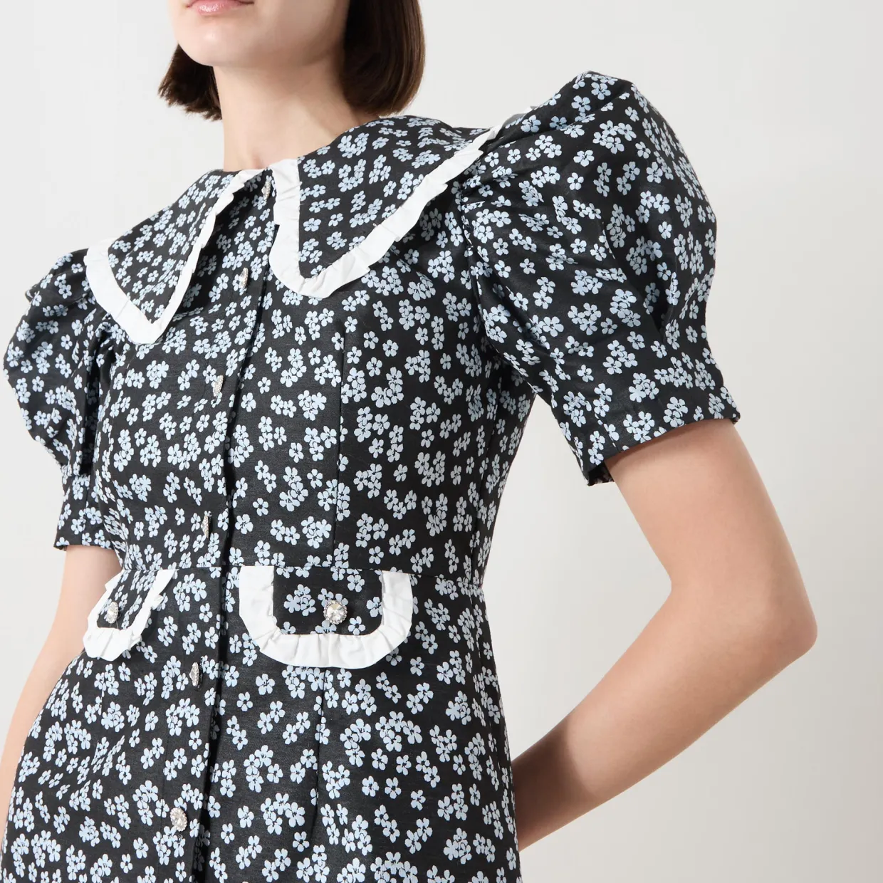Ditsy Jacquard Mini Dress