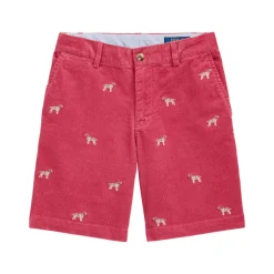 Dog Embroidered Stretch Corduroy Shorts 8-14 Years