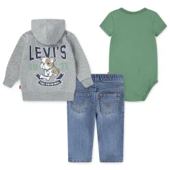 Dog Logo Bodysuit, Hoodie & Jeans Three-Piece Set 3-24 Months