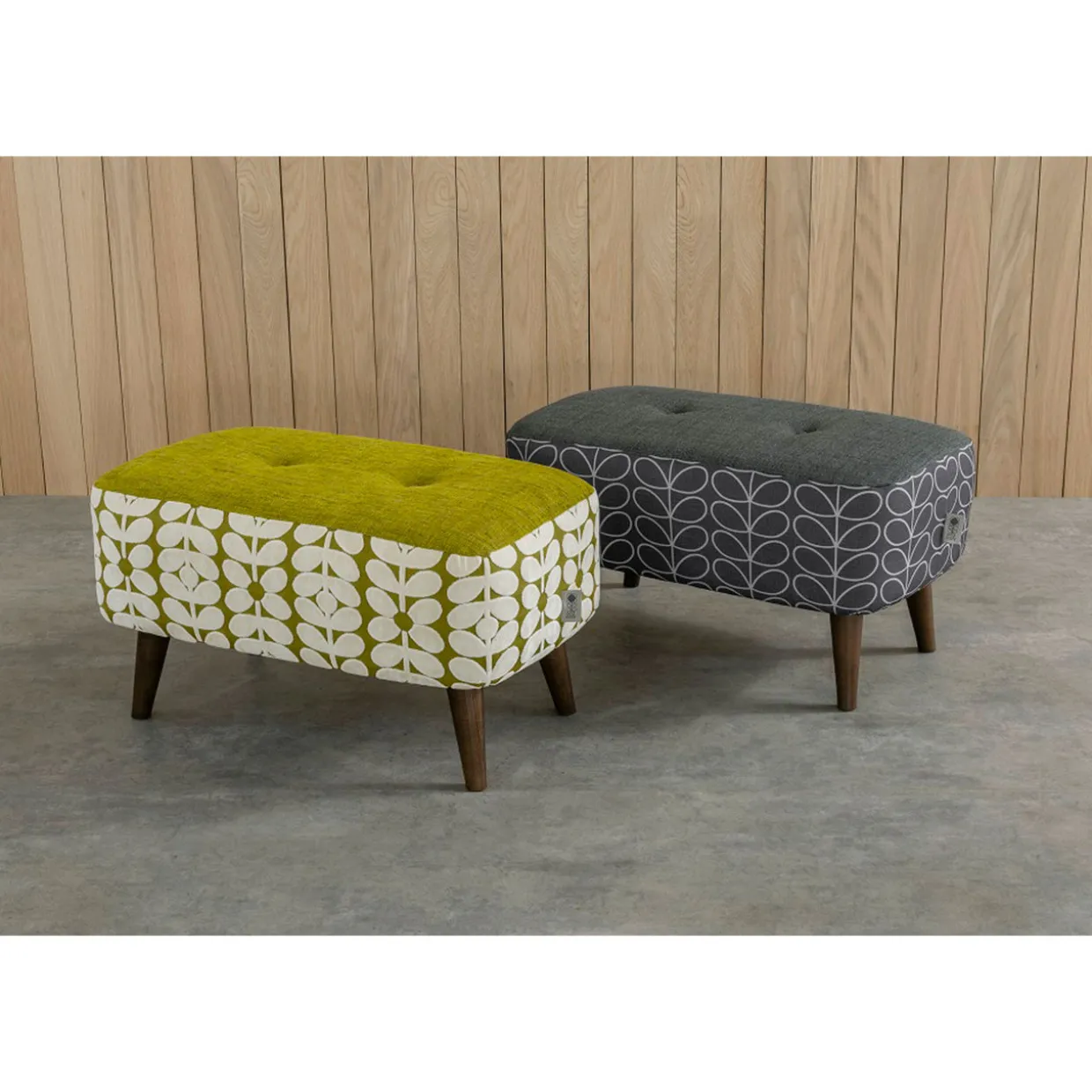 Donegal Small Velvet Stool Eske Yellow Olive