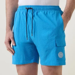 Drawstring Seersucker Swim Shorts