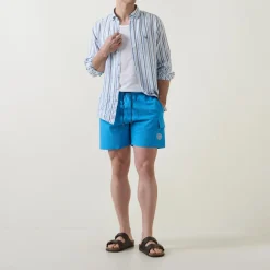 Drawstring Seersucker Swim Shorts