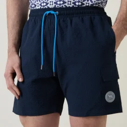 Drawstring Seersucker Swim Shorts