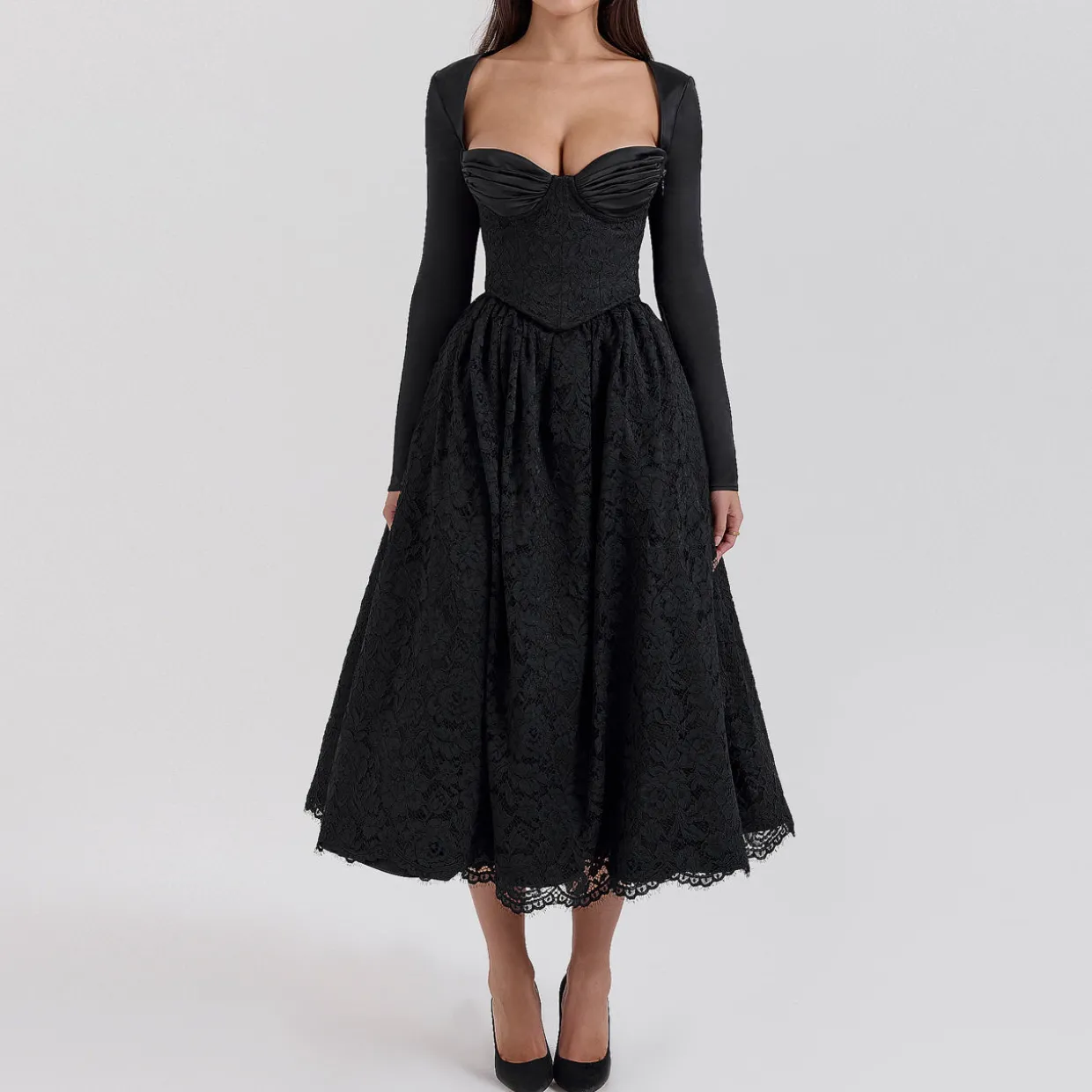 Duchess Lace Corset, Flared Skirt & Bolero Set