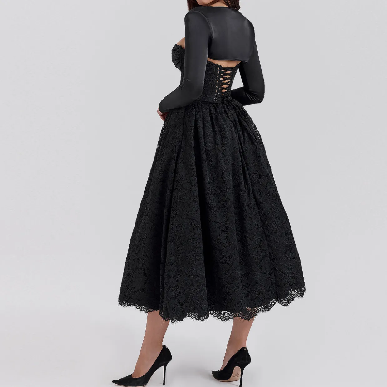 Duchess Lace Corset, Flared Skirt & Bolero Set