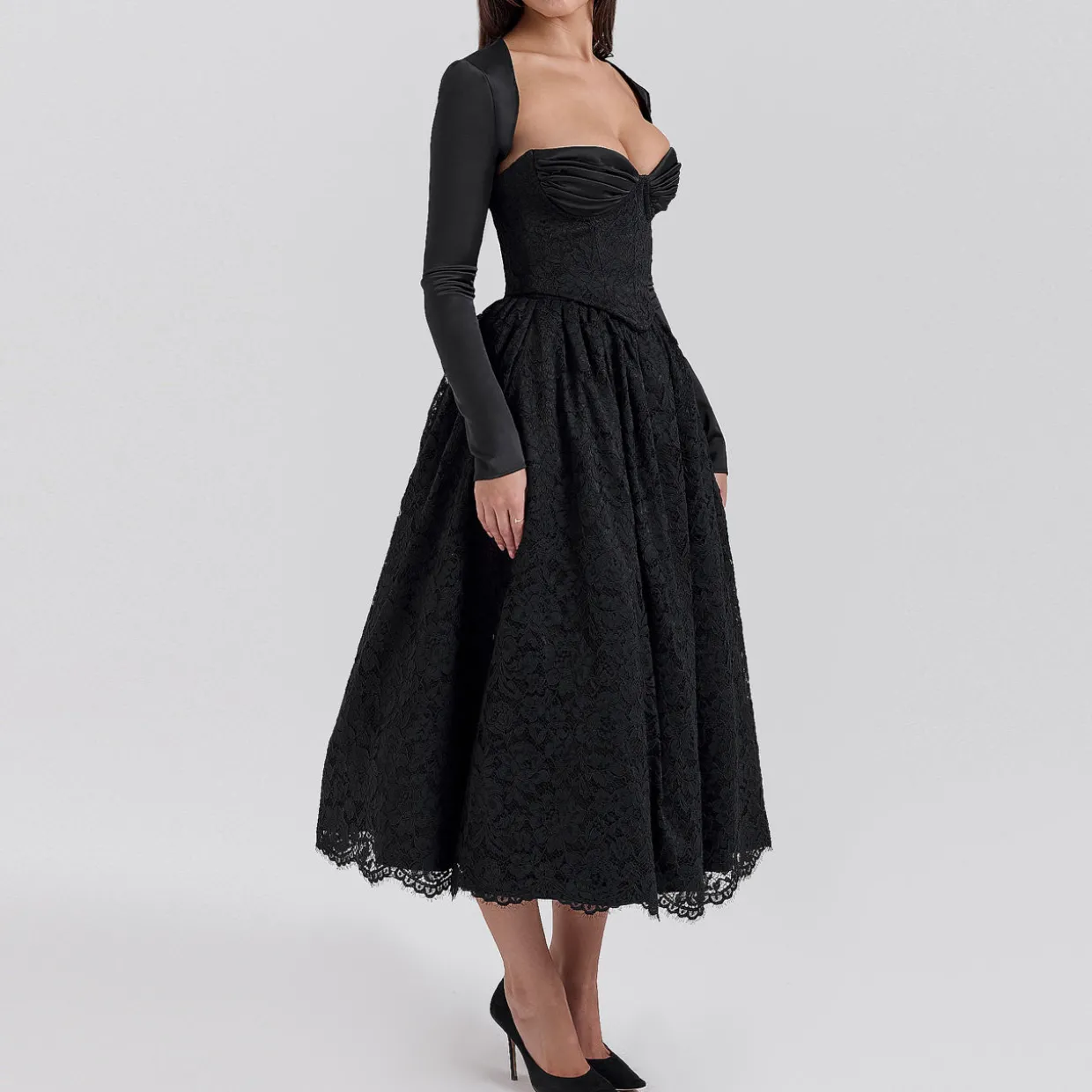 Duchess Lace Corset, Flared Skirt & Bolero Set