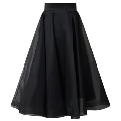 Edie High-Rise Organza Flared Skirt