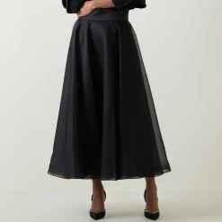 Edie High-Rise Organza Flared Skirt