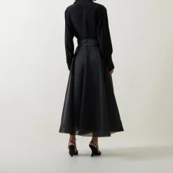 Edie High-Rise Organza Flared Skirt