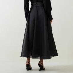 Edie High-Rise Organza Flared Skirt