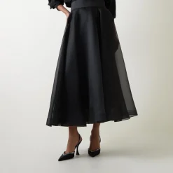Edie High-Rise Organza Flared Skirt