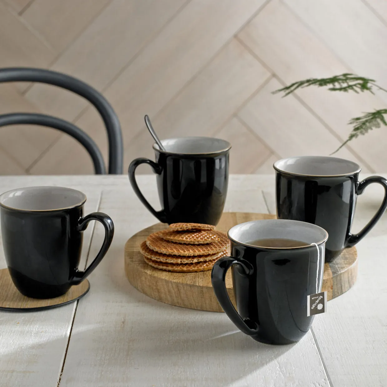 Elements Black Set of Four Coffee Mugs