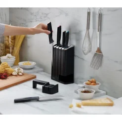 Elevate™ Knives SlimBlock Five-Piece Knife Set with Sharpener