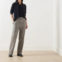 Elodia Herringbone Straight Leg Trousers
