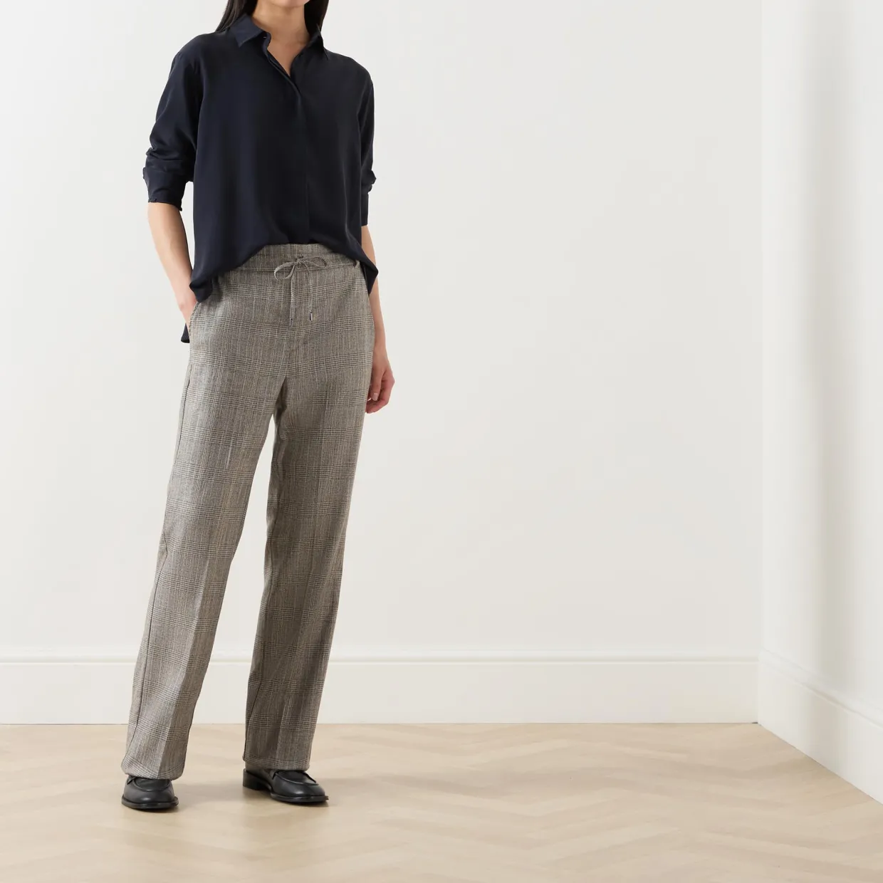 Elodia Herringbone Straight Leg Trousers