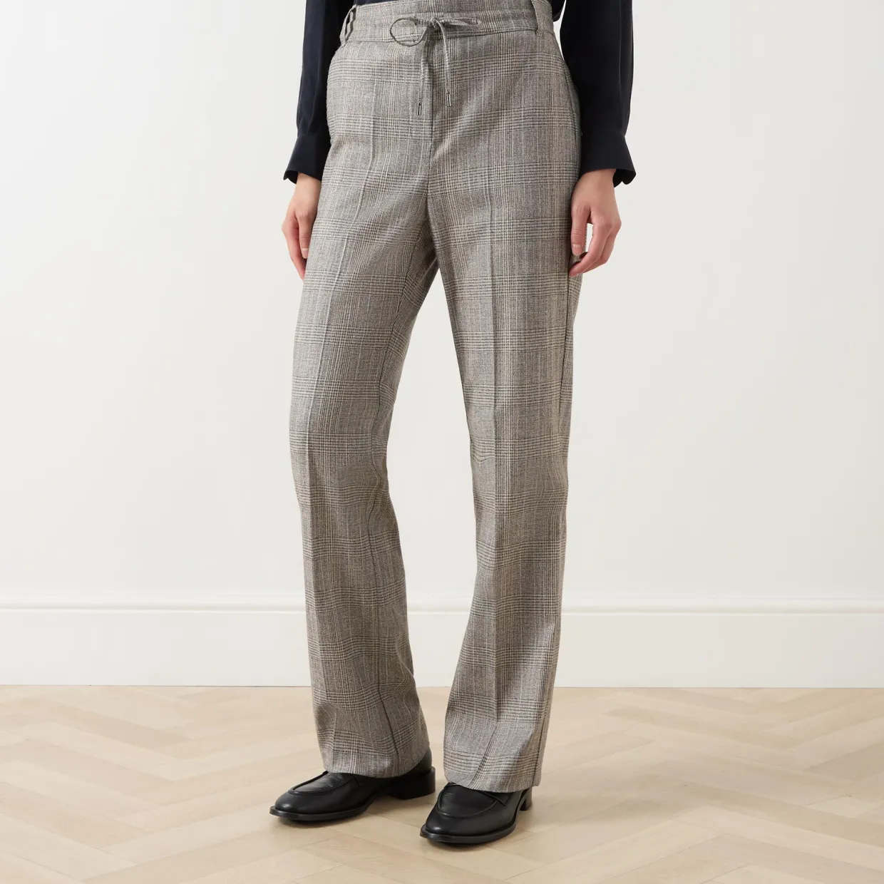 Elodia Herringbone Straight Leg Trousers