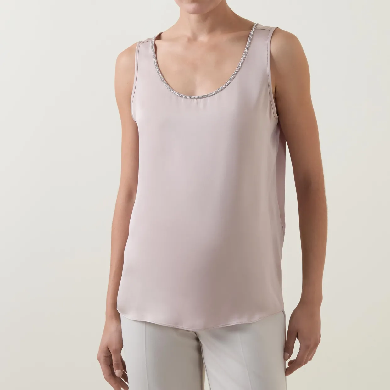 Embellished-Trim Tank Top
