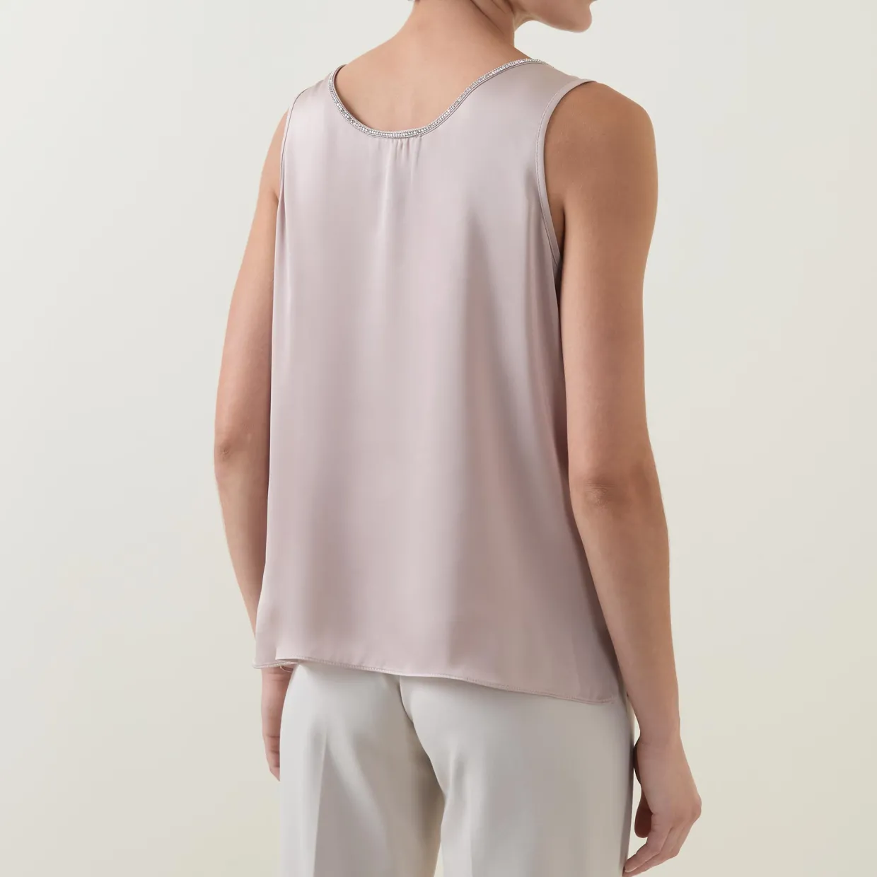 Embellished-Trim Tank Top