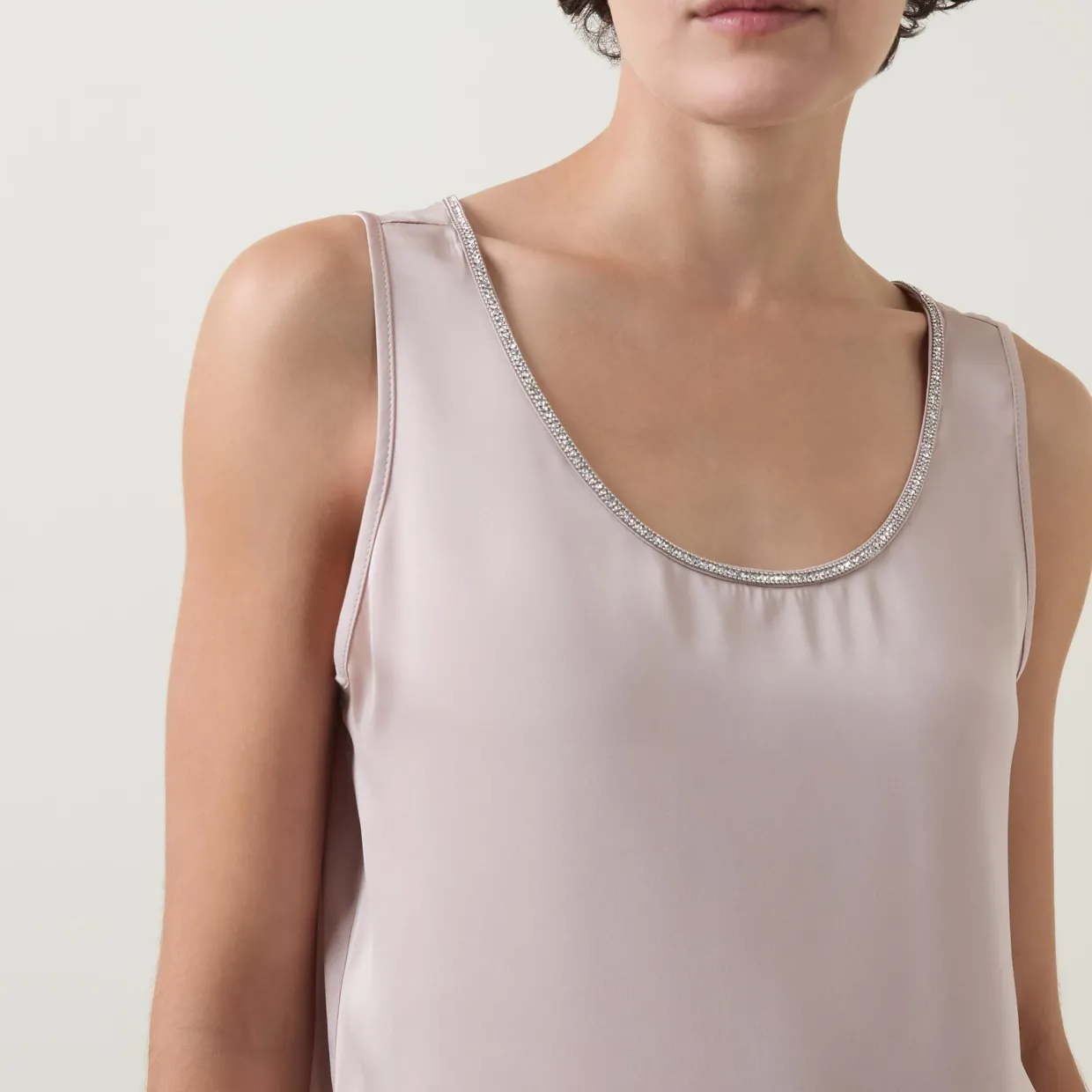 Embellished-Trim Tank Top
