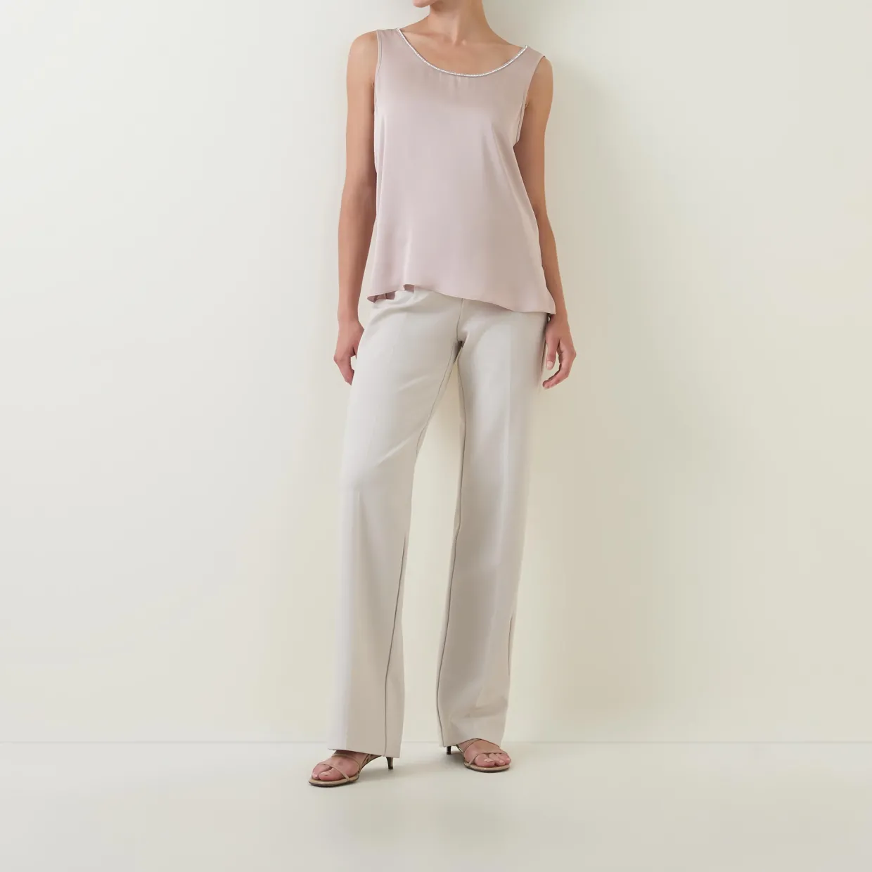Embellished-Trim Tank Top